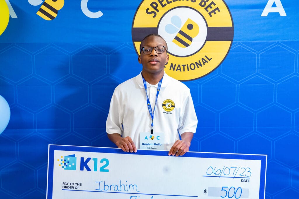 Ibrahim with his winning check